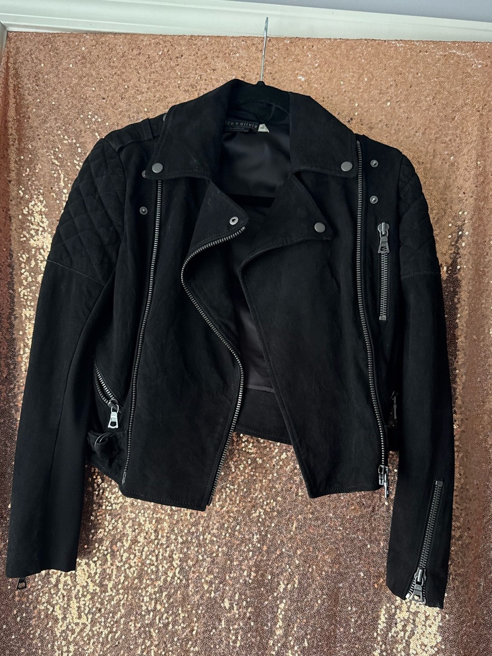 ALICE SND OLIVIA Black Suede Moto Jacket - Women